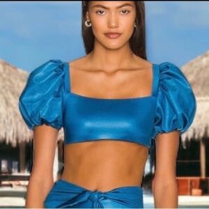 NEW Bikini Top Agua Bendita Calista Nettuno Top in Blue